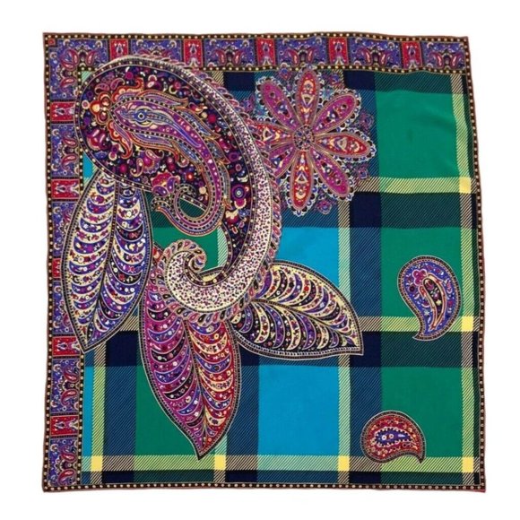Accessories - Beautiful Multicolor Paisely Print 100% Silk Scarf 34". 1/2 / 32". 1/2 EX. COND
